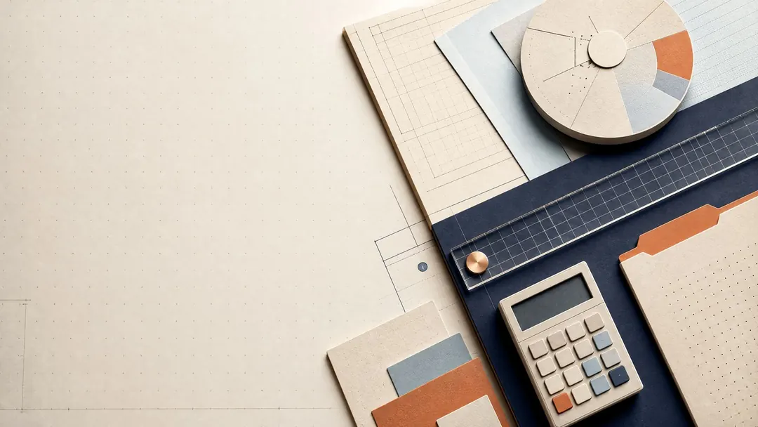Abstract professional workbench with paper tools